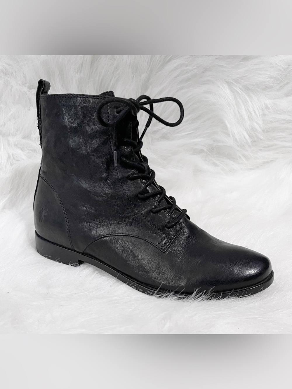 Frye Black Leather Classic Lace-Up Combat Boots Size 8
